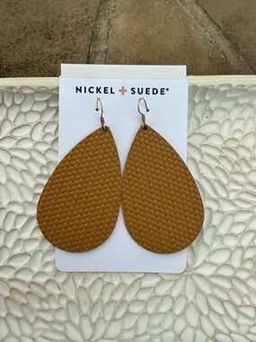 Nickel & Suede Medium Teardrop Earrings
